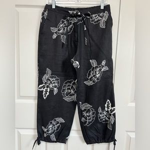 Uniform John Paul Richard Pure Linen Embellished Floral Crop Pants Medium Petite